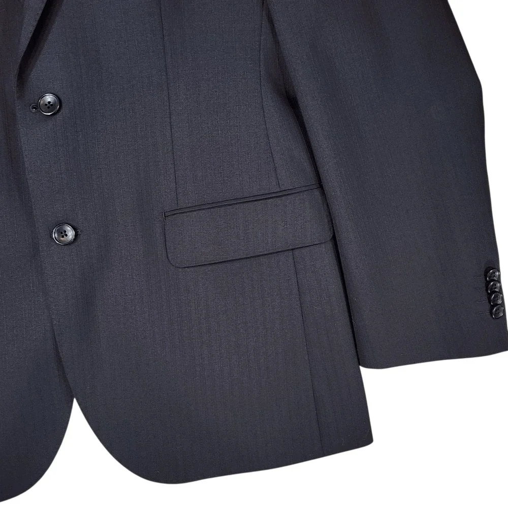 Stuart Kent Blazer sz 38 Mens Black Ribbed Single Breasted Two Button‎ Career